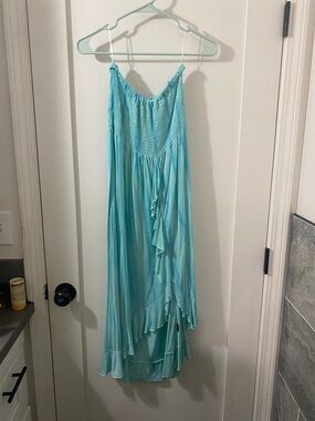 Raviya Aqua Blue Ruffle High-Low Maxi Dress